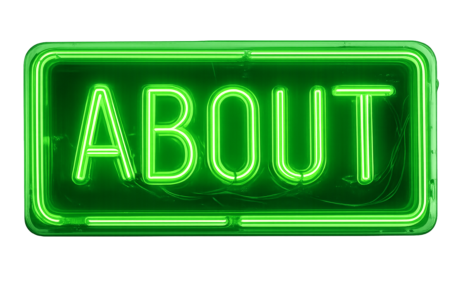neon green about sign